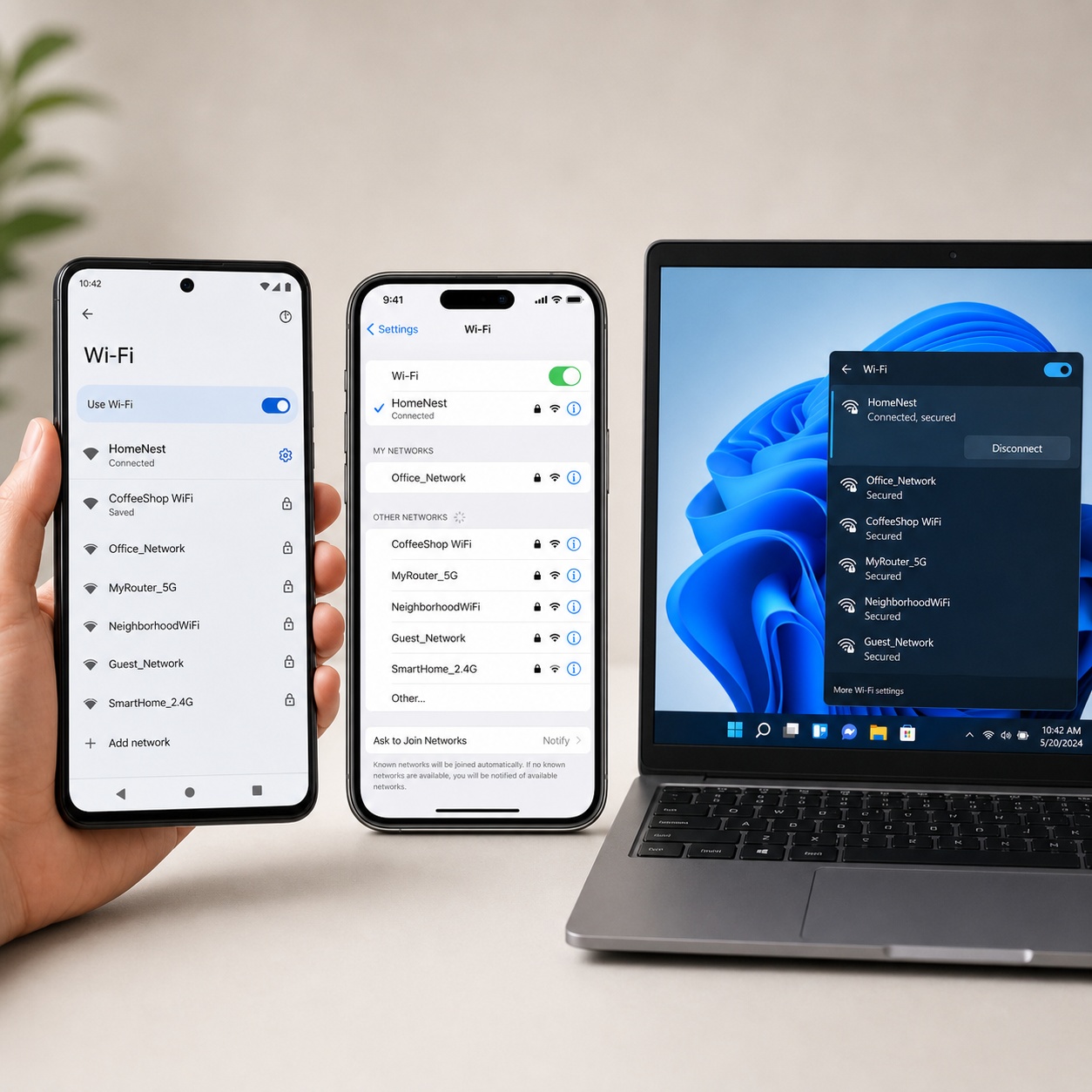 Nastavenie WiFi na Android, iPhone a Windows zariadeniach